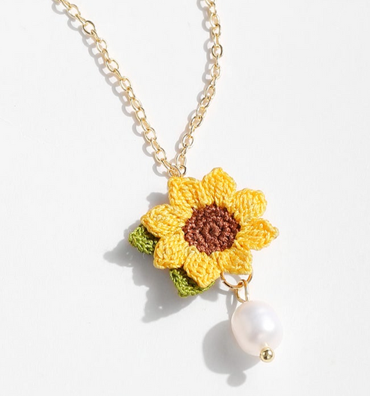 Micro Crochet Necklace  | Sunflower