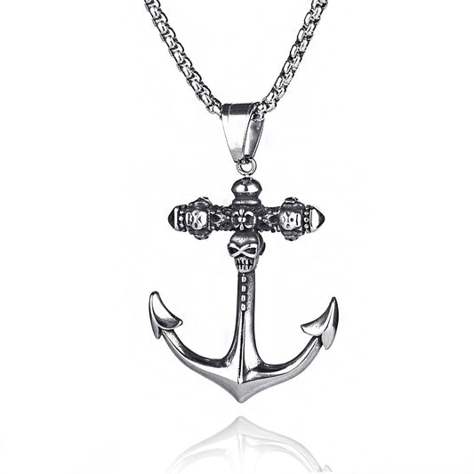 Stainless Steel Necklace  | Anchor & Skull