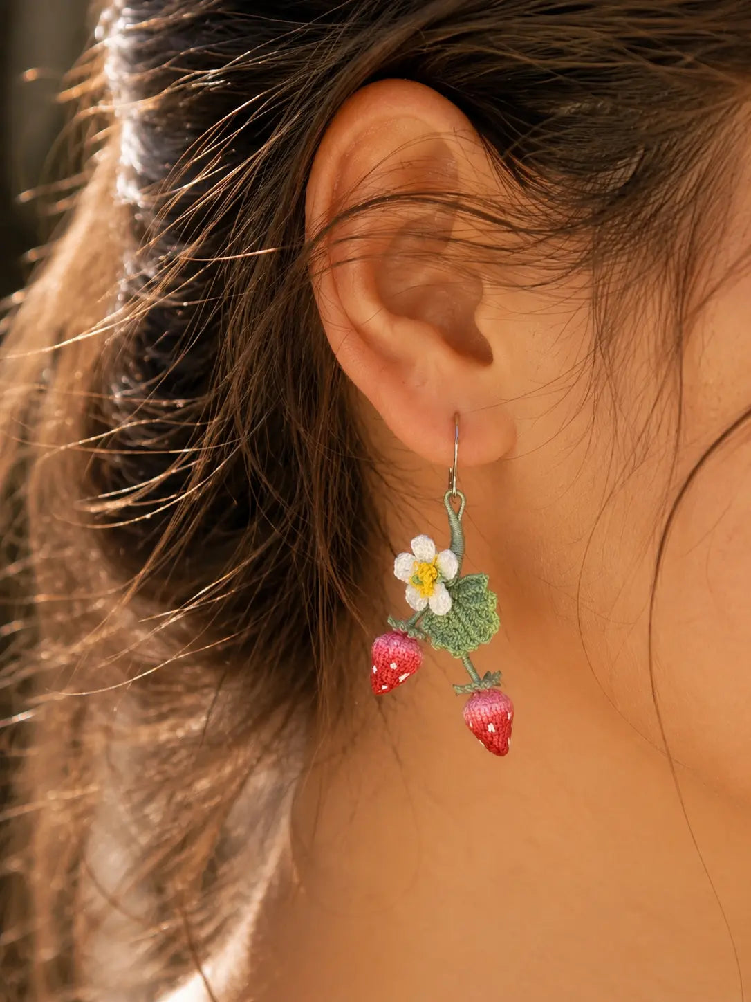 Strawberry Blossom Vine Drop Earrings