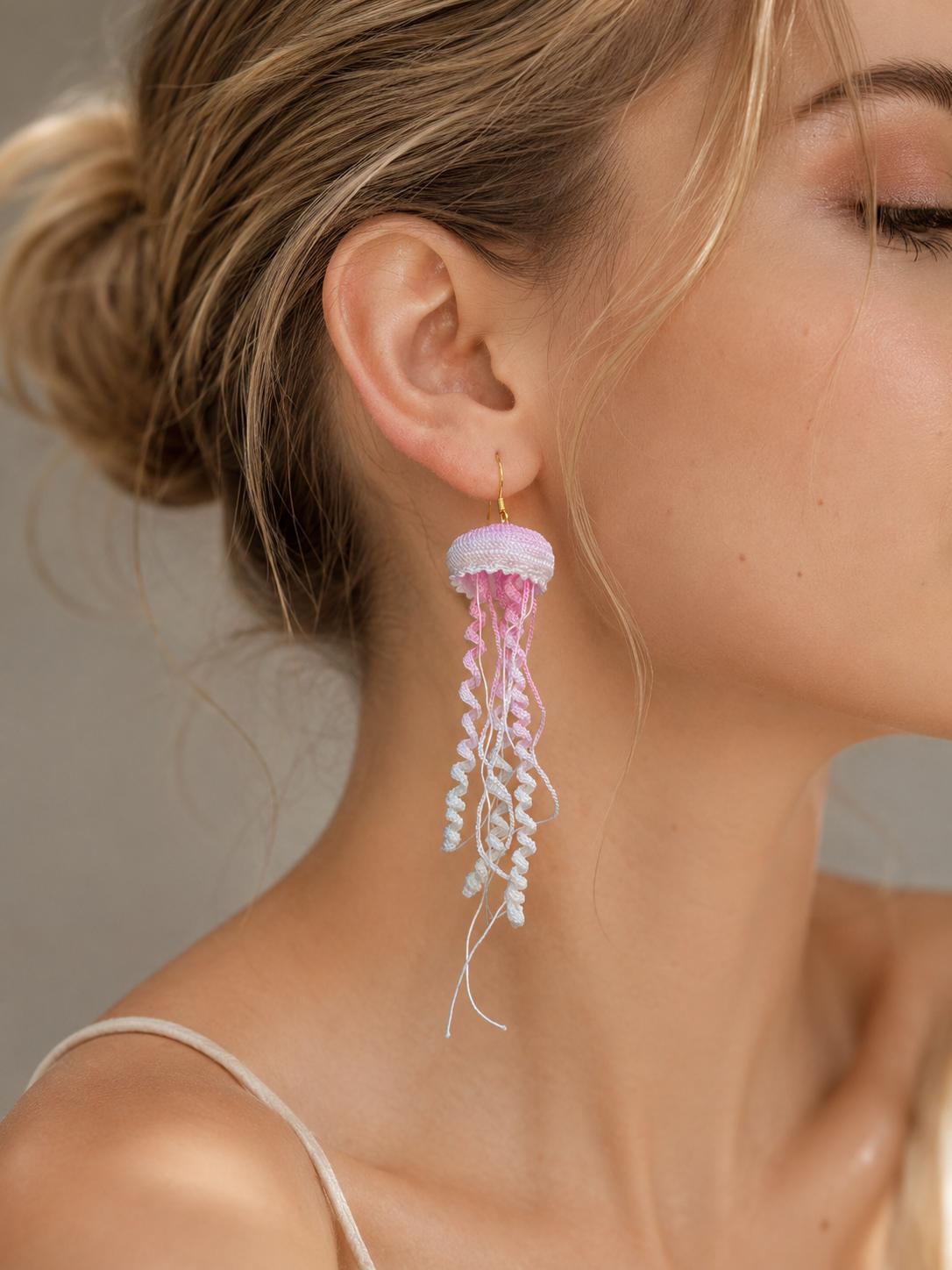 Jellyfish Micro-Crochet Earrings