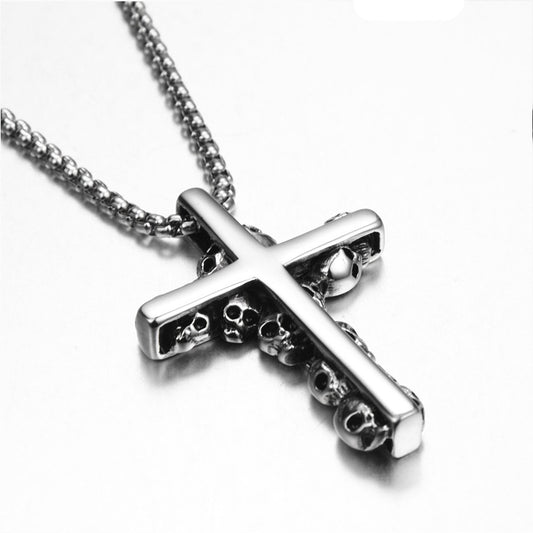 Stainless Steel Necklace  | Cross & Skull