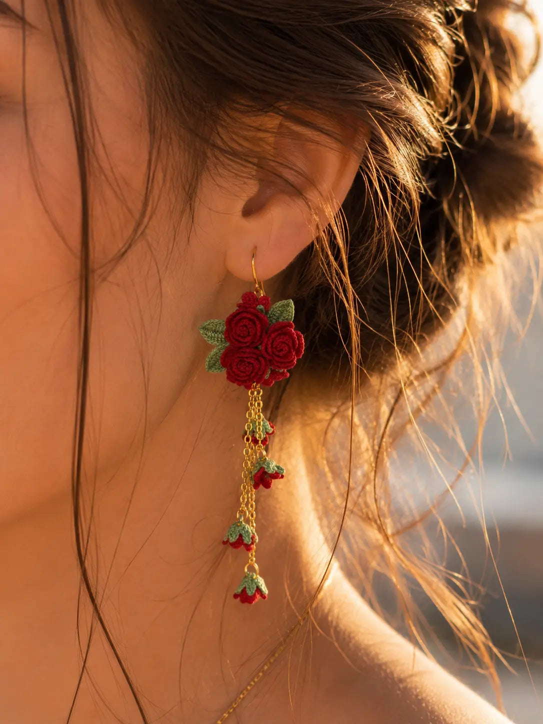Rose Cluster Dangle Earrings