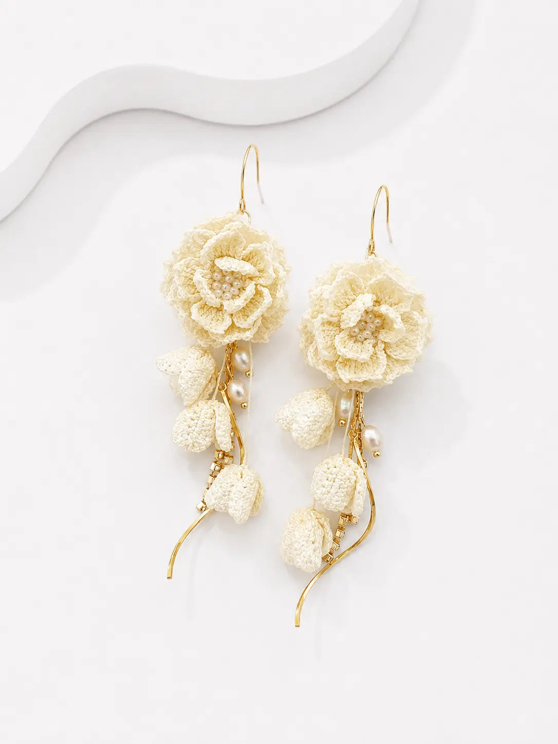 Ivory Peony Cascade Earrings