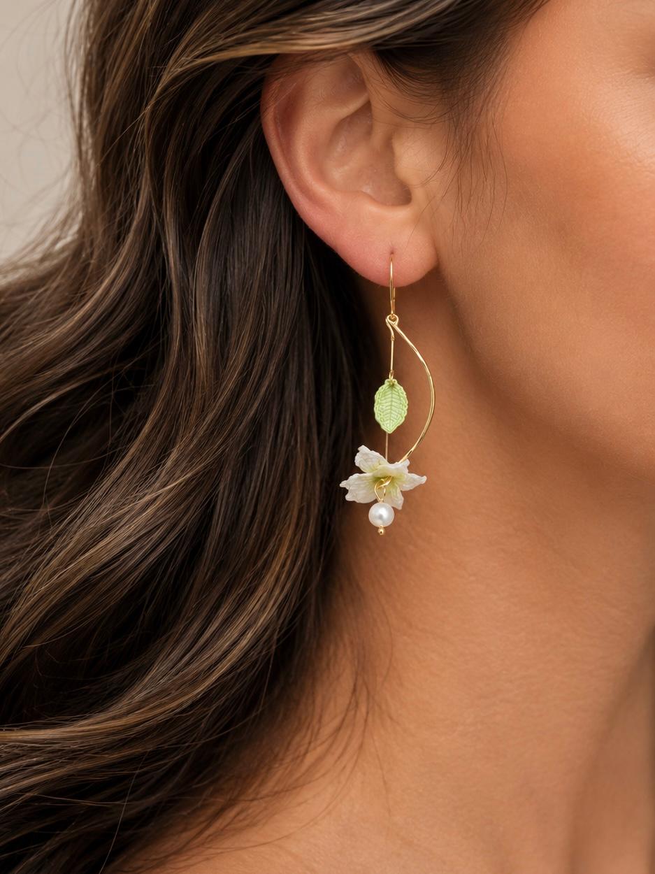 Lily & Pearl Spiral Drop Earrings