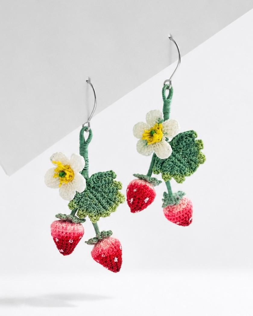 Strawberry & Flower Earrings