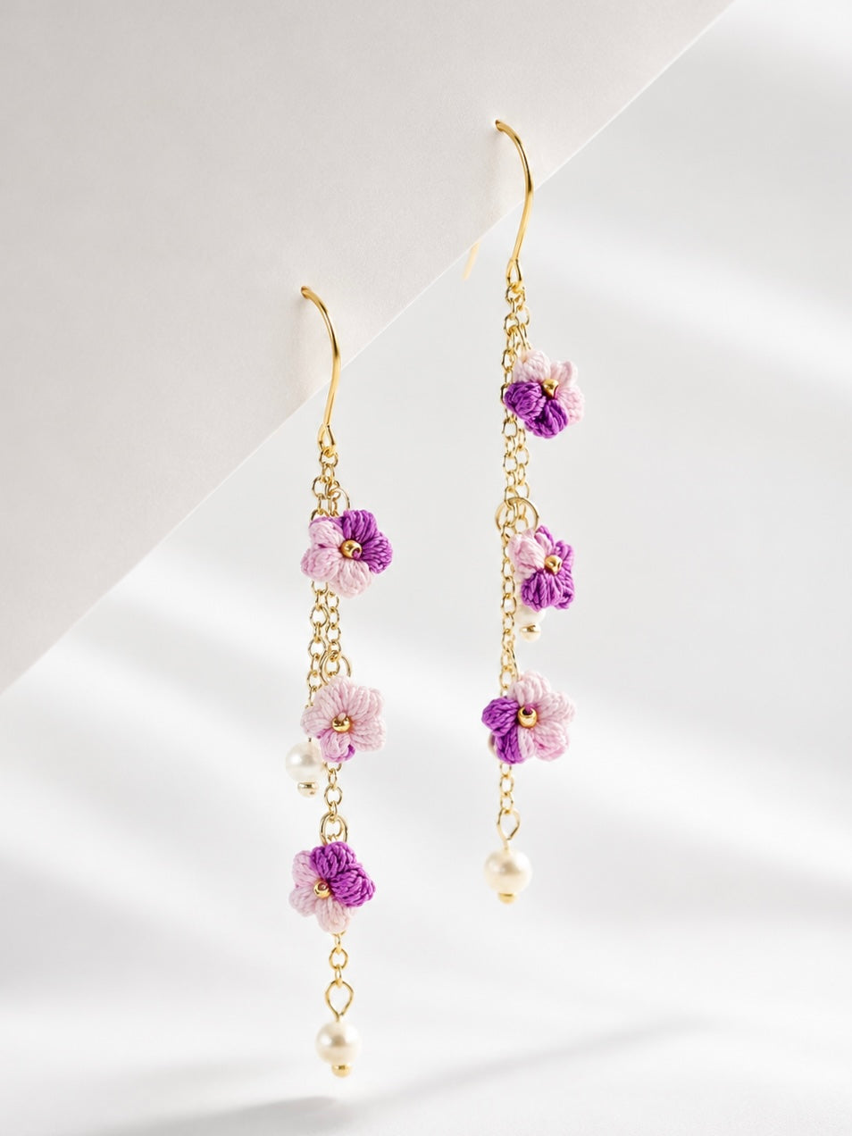 Puff Flower Drop Earrings