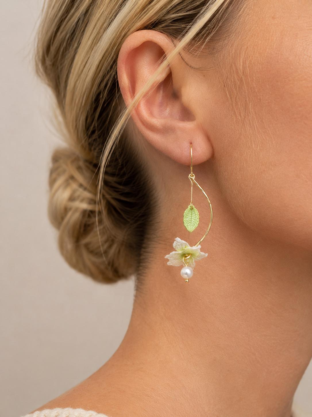 Lily & Pearl Spiral Drop Micro-Crochet Earrings