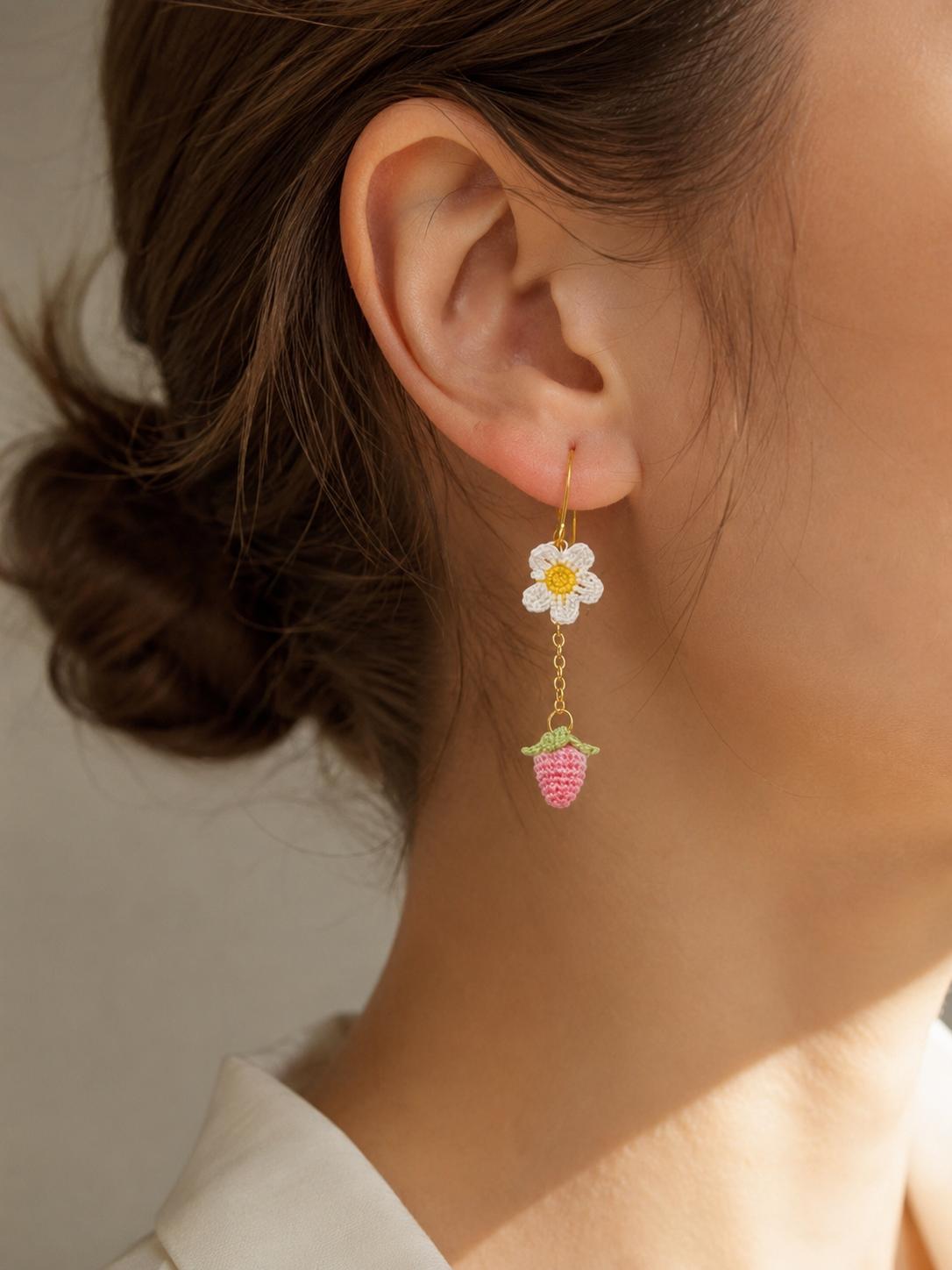 Pink Strawberry Earrings
