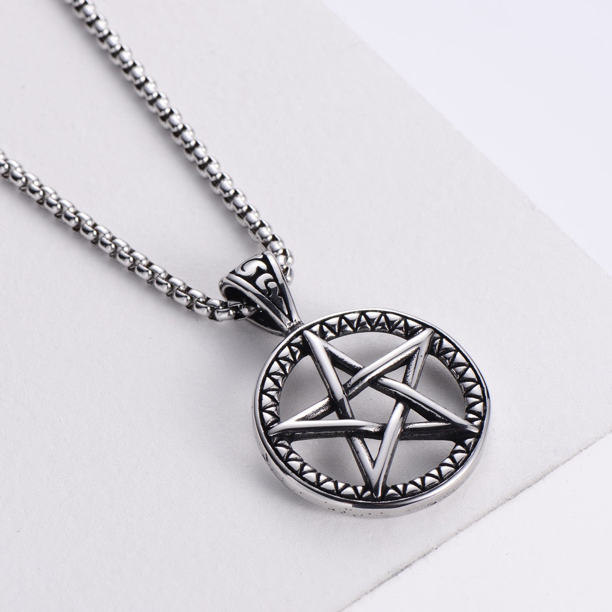 Stainless Steel Hexagram Amulet Necklace