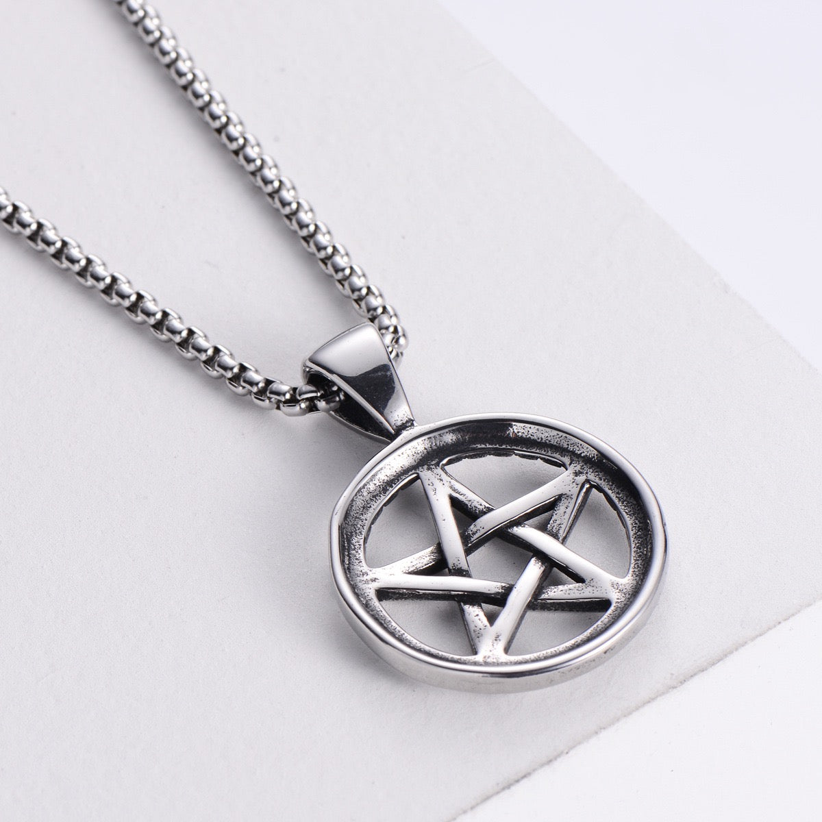 Stainless Steel Hexagram Amulet Necklace