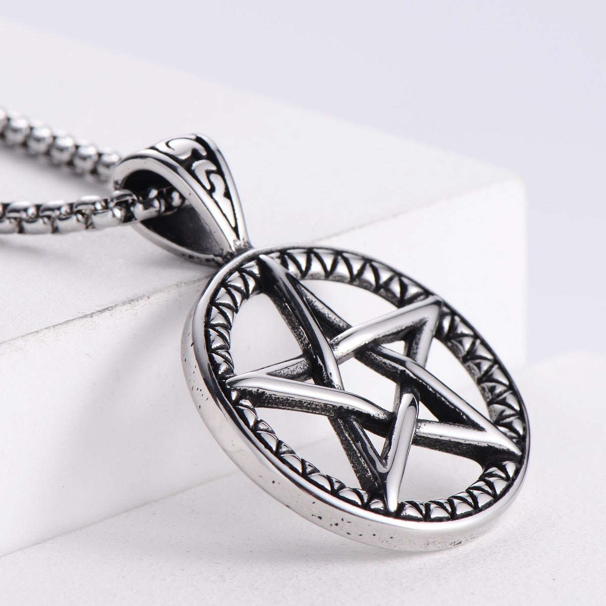 Stainless Steel Hexagram Amulet Necklace