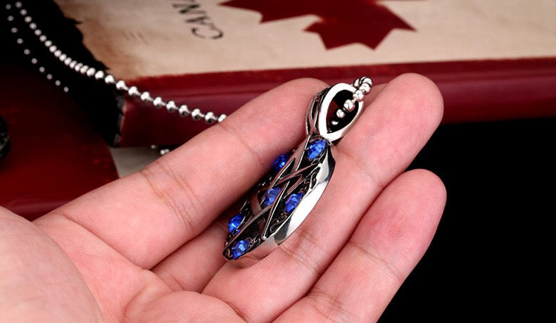 Stainless Steel Pentagram Pendant with Crystals Necklace