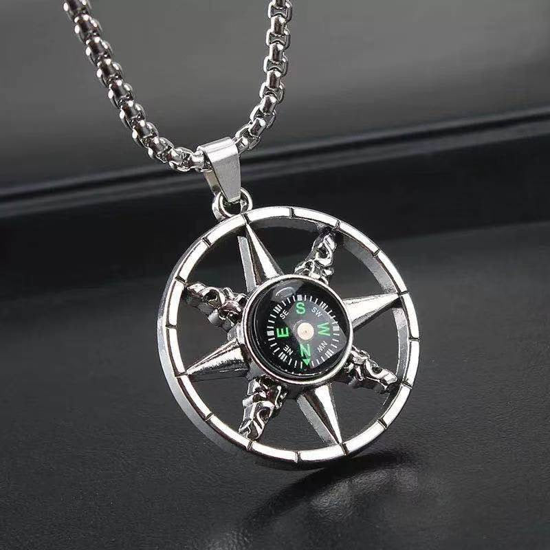 Stainless Steel Compass Necklace