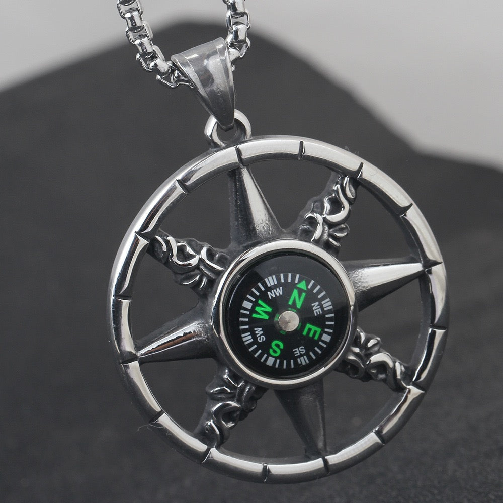 Stainless Steel Compass Necklace