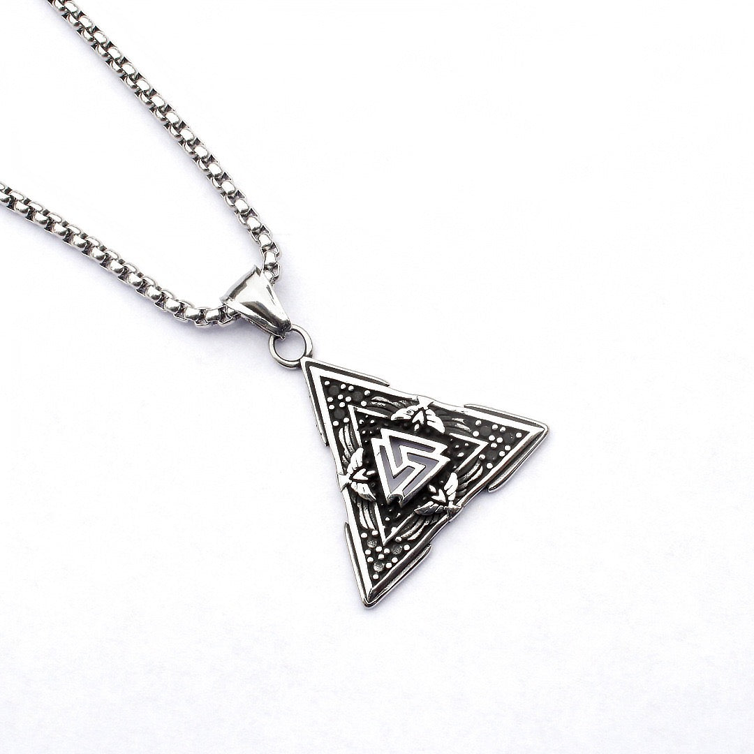 Stainless Steel Retro Odin's Triangle Necklace