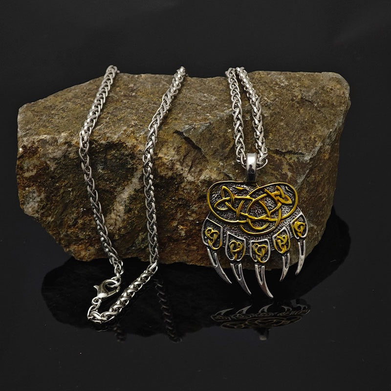 Stainless Steel Viking Bear Claw Necklace