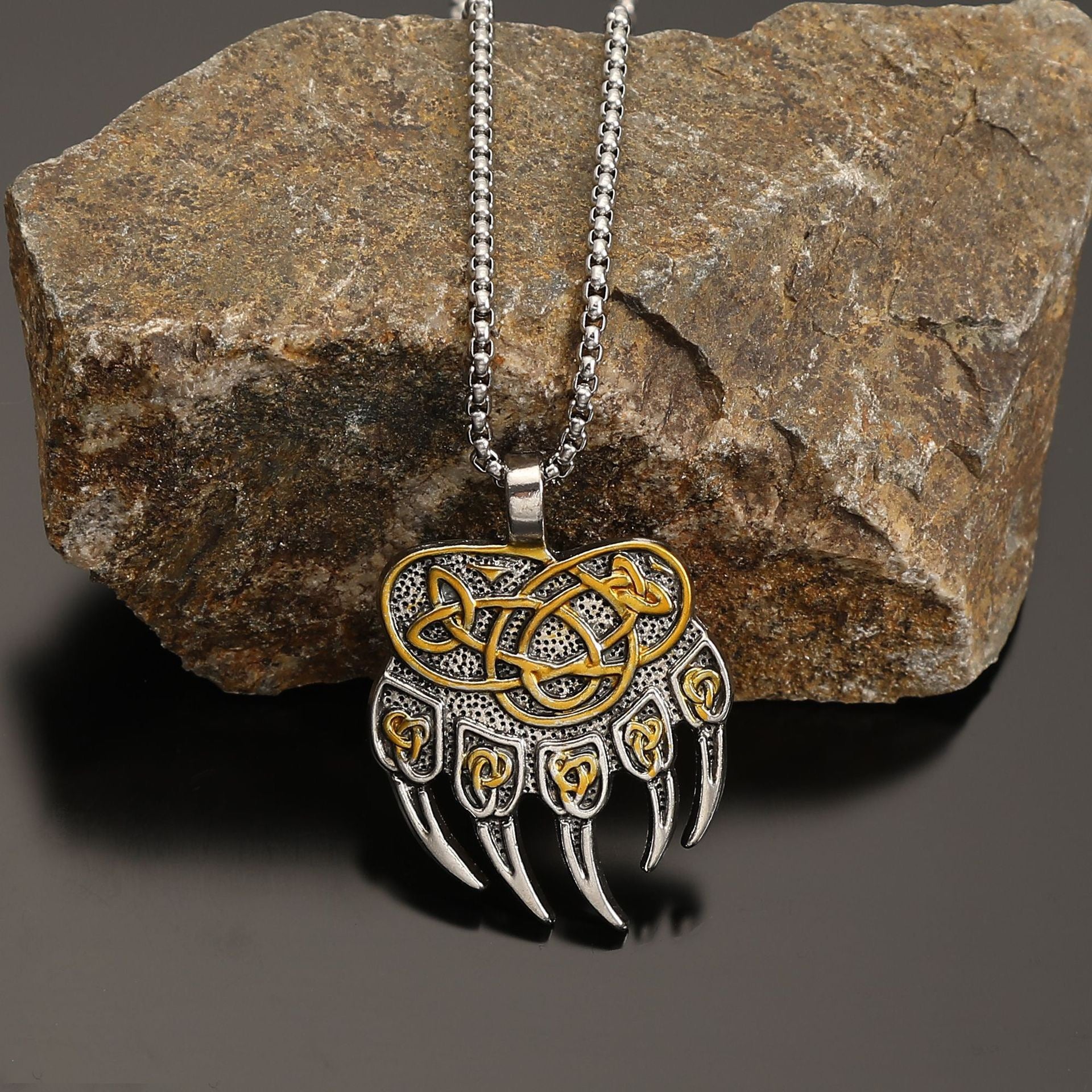 Stainless Steel Viking Bear Claw Necklace