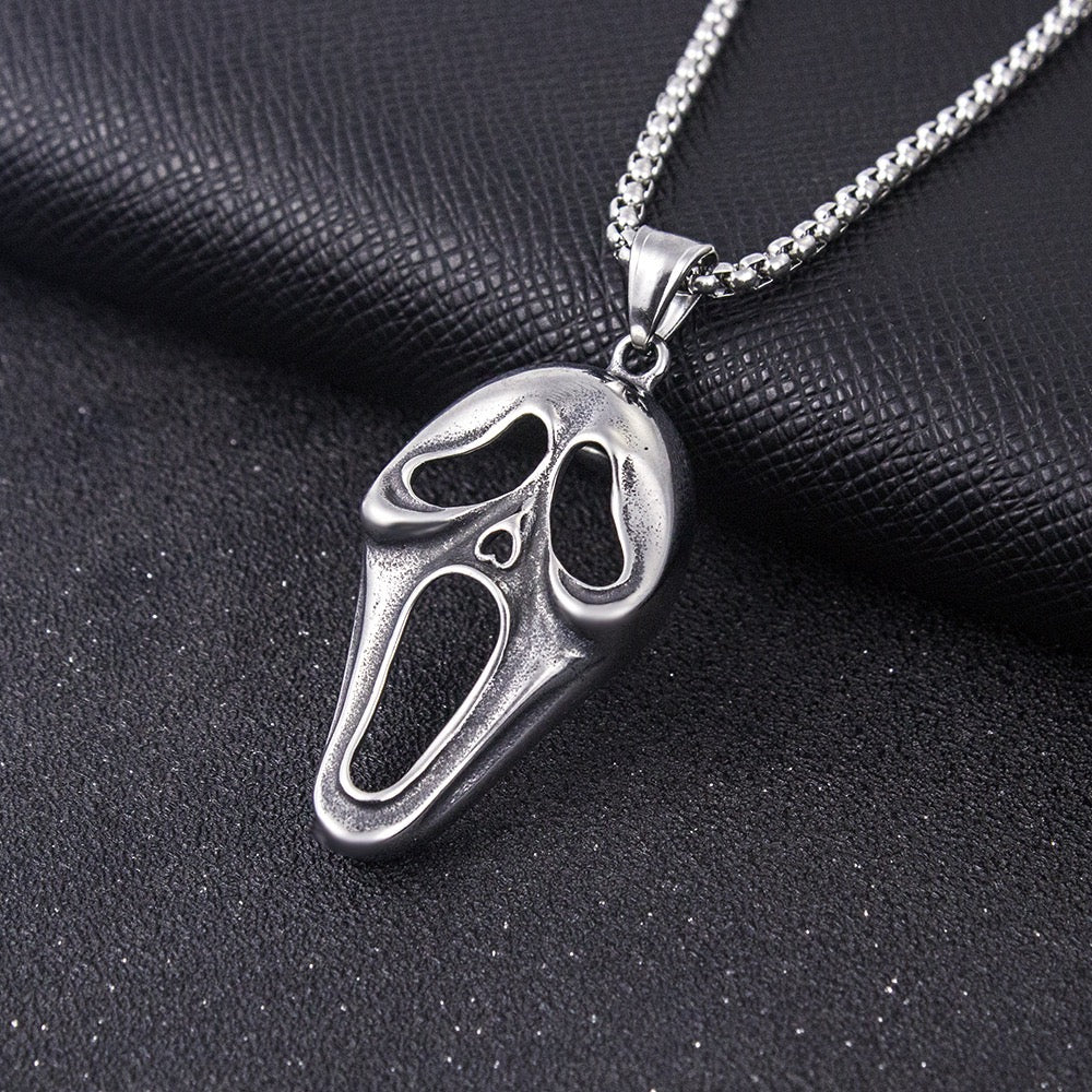 Stainless Steel Scream Ghost Face Necklace