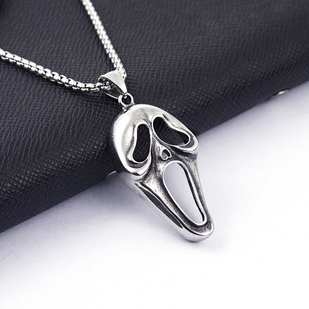 Stainless Steel Scream Ghost Face Necklace