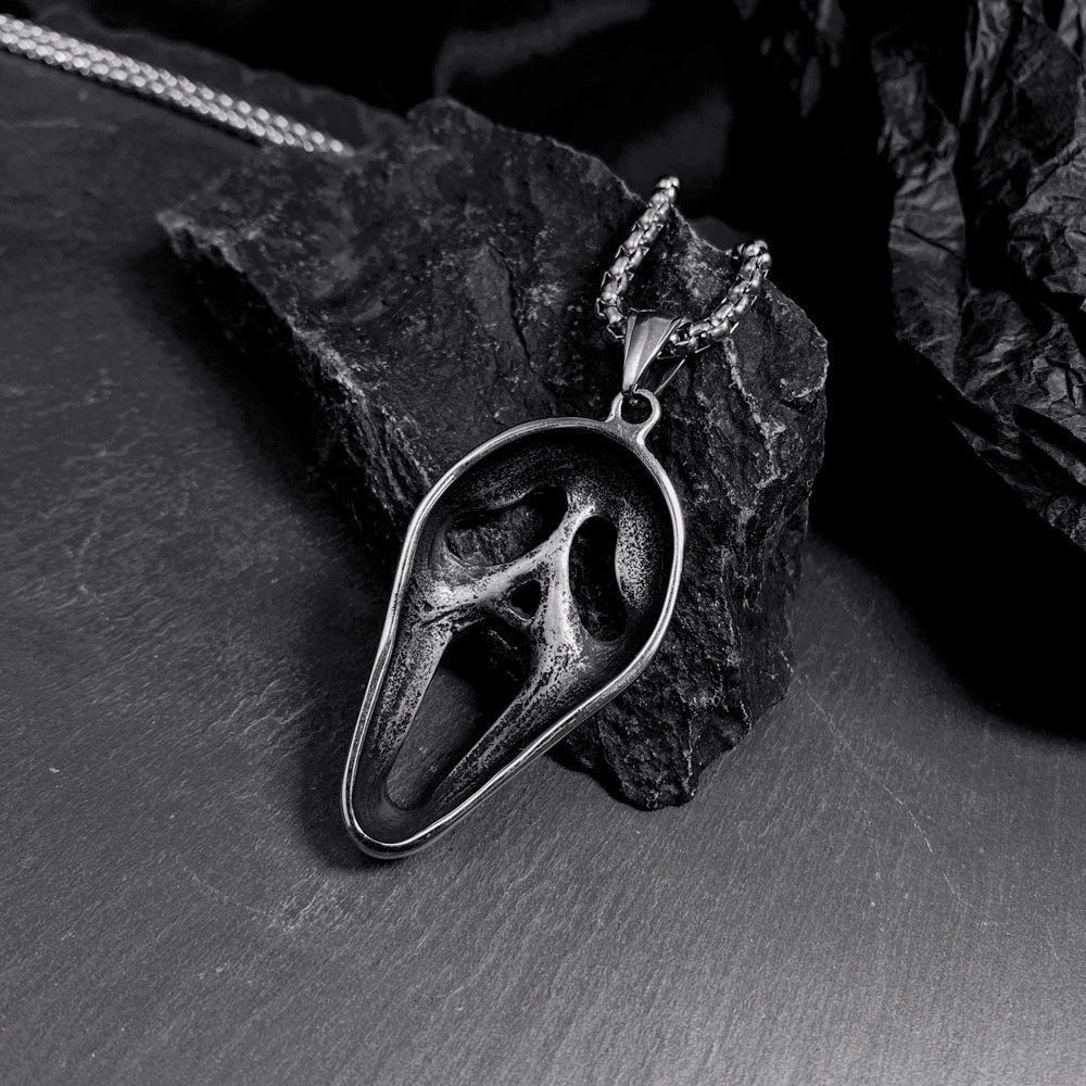 Stainless Steel Scream Ghost Face Necklace
