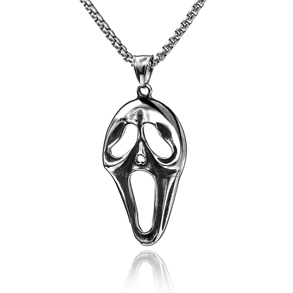 Stainless Steel Scream Ghost Face Necklace