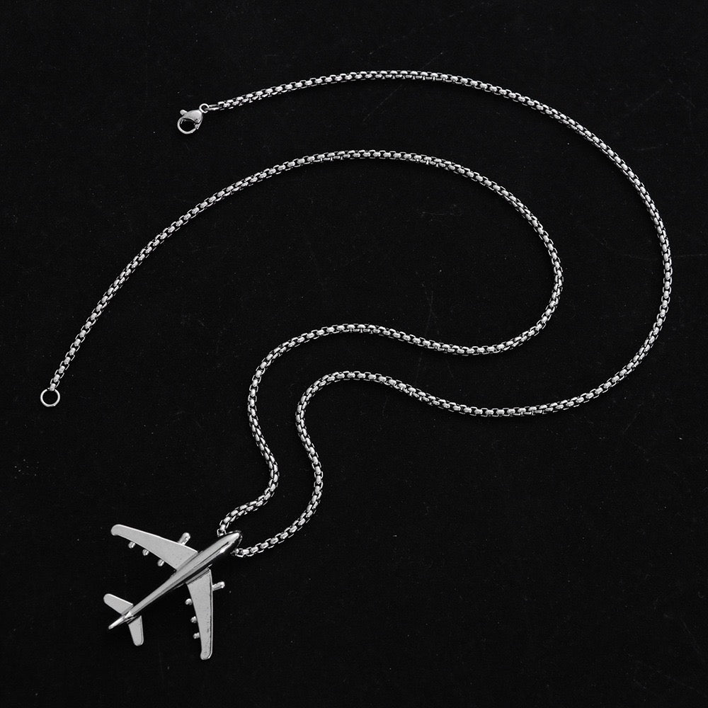 Stainless Steel Fighter Plane Necklace