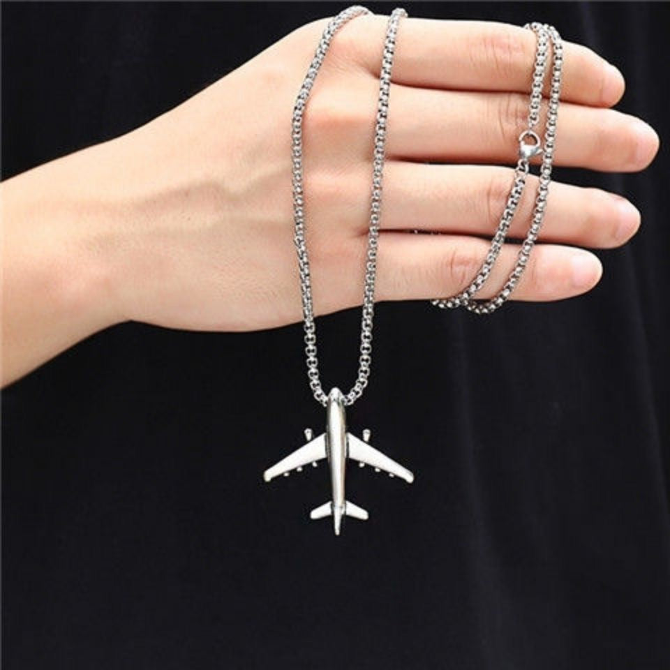 Stainless Steel Fighter Plane Necklace