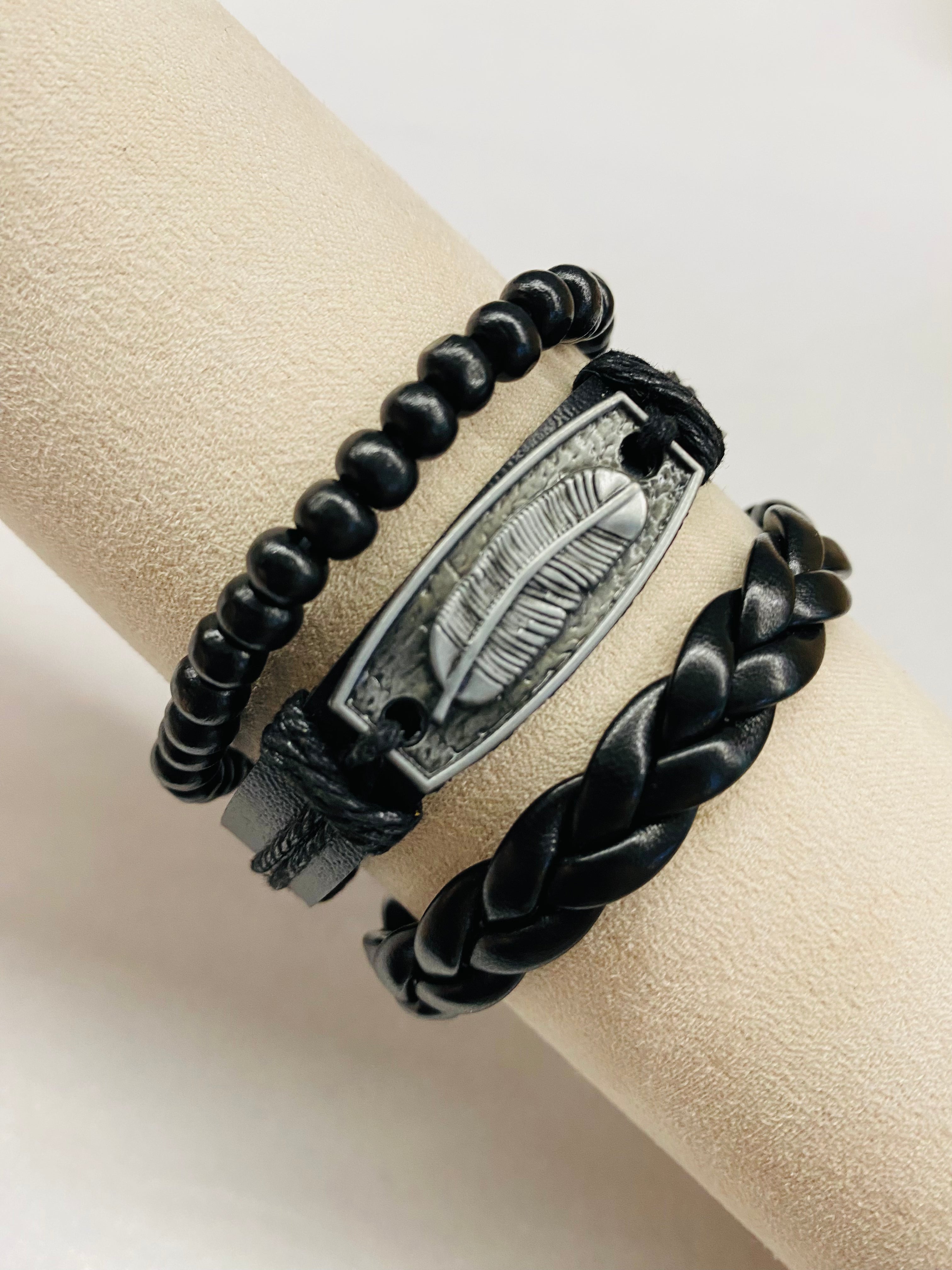 Leather Bracelet | Feather all Black
