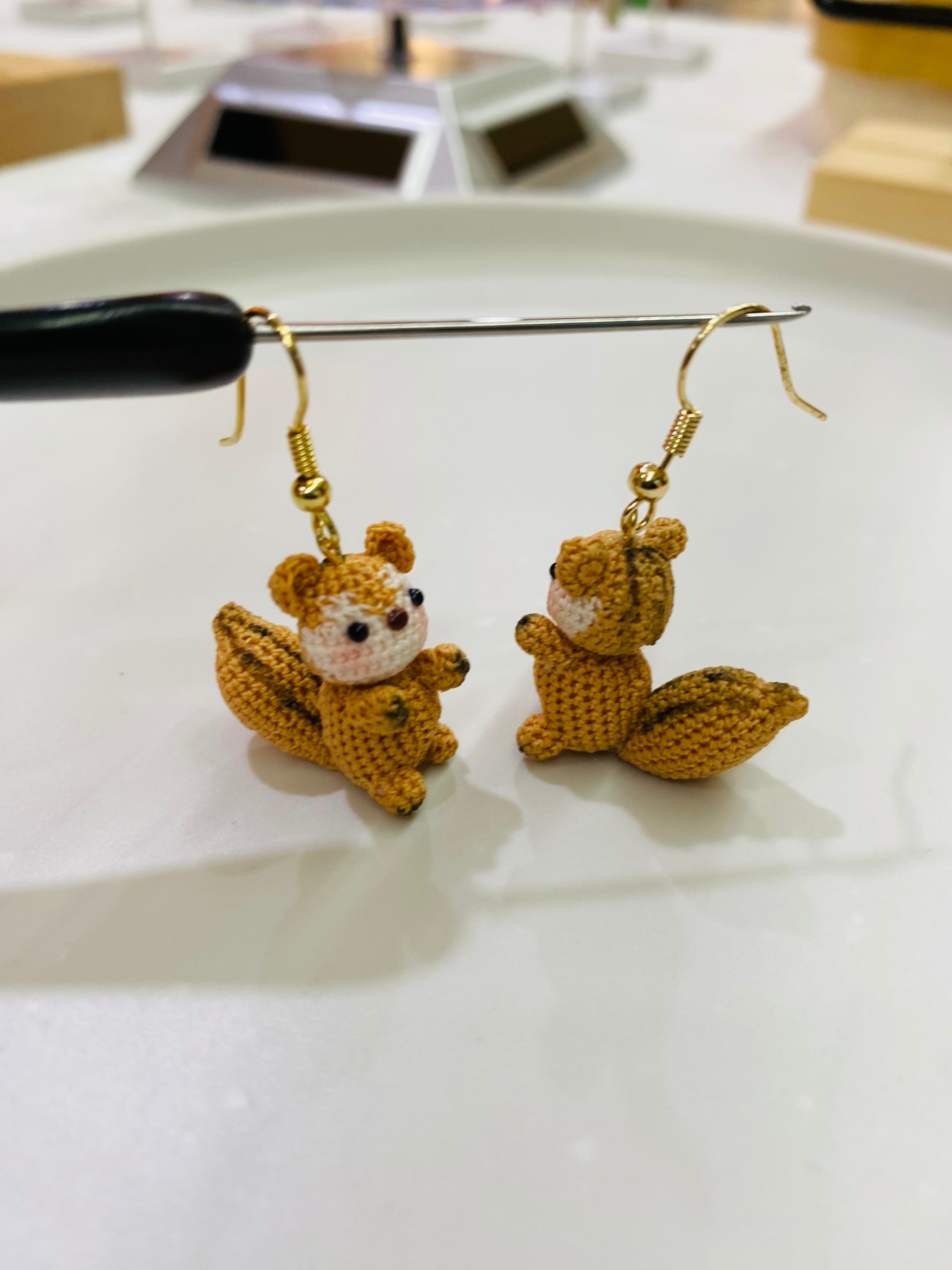 Micro Crochet Earrings | Squirrel