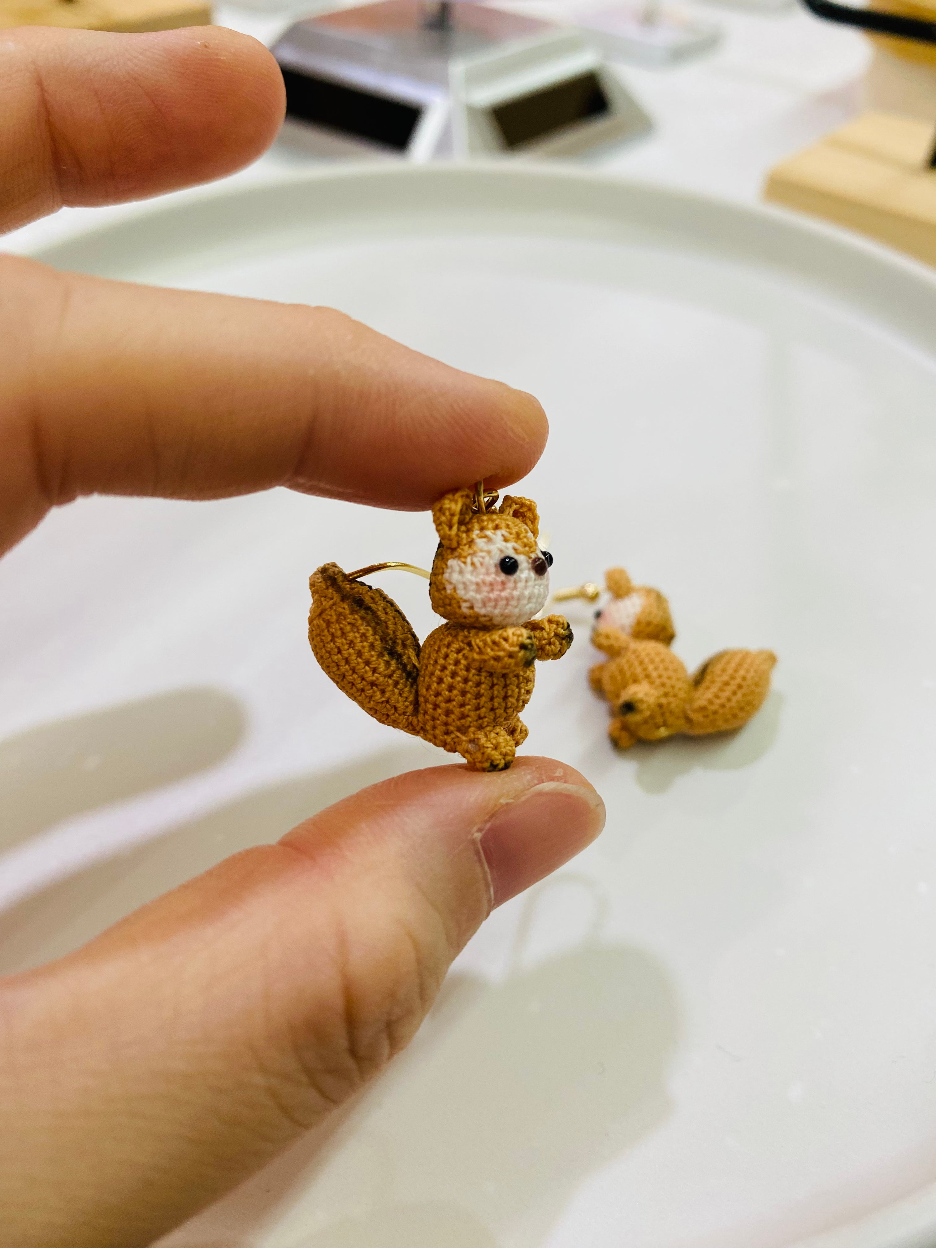Micro Crochet Earrings | Squirrel