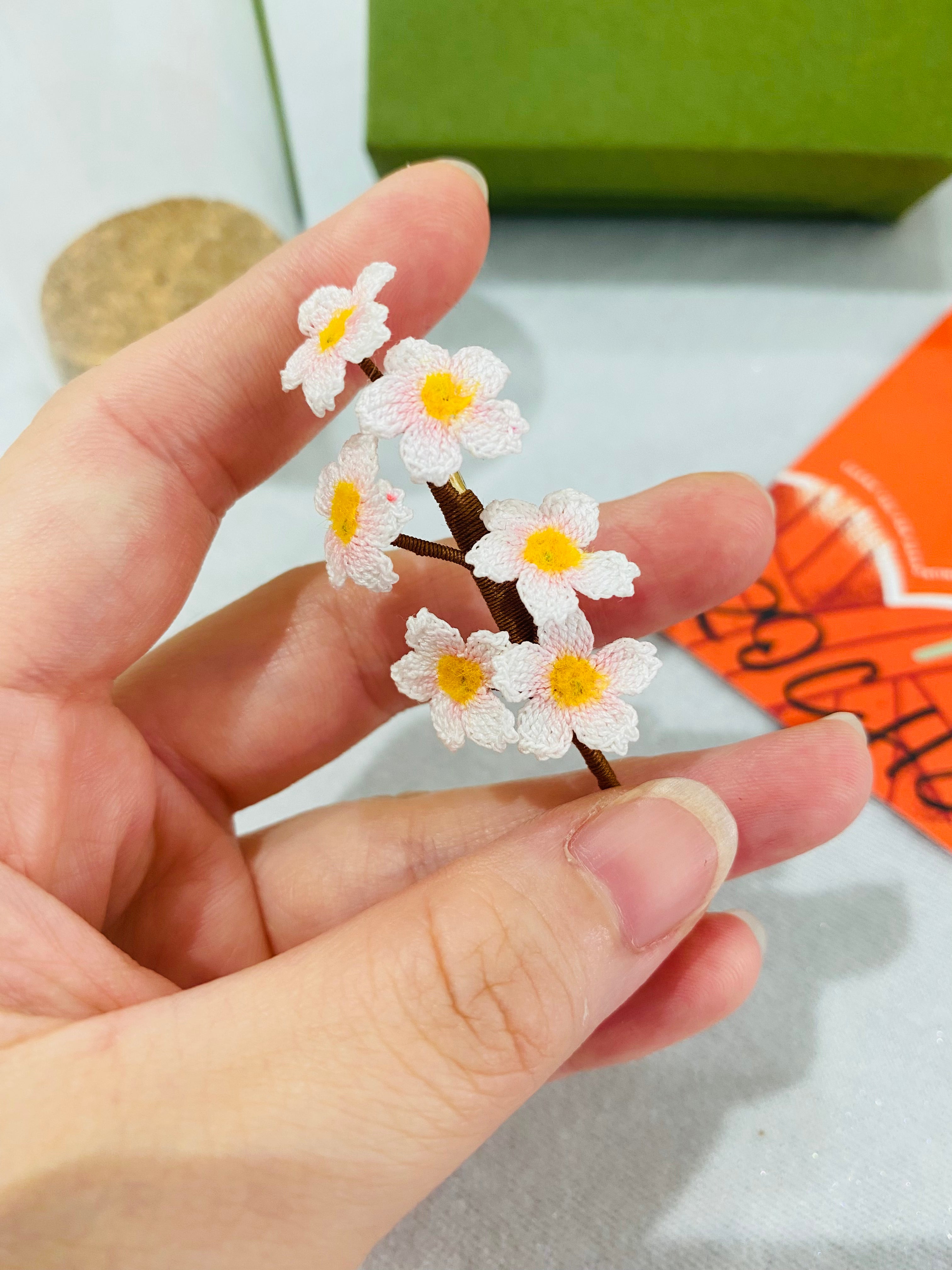 Micro Crochet Brooches | Cherry Blossom