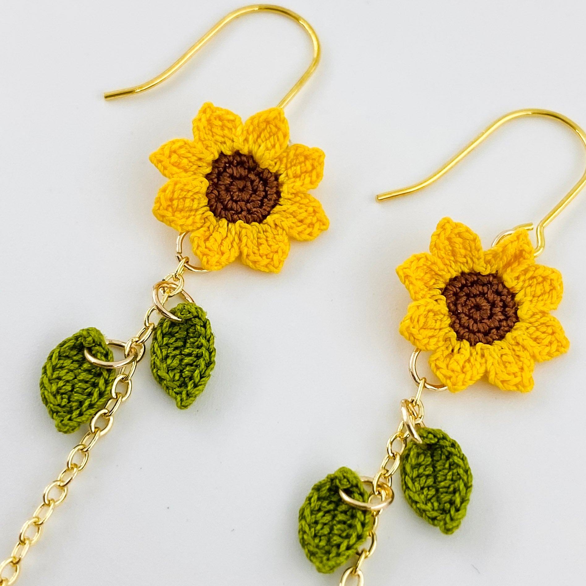 Micro Crochet Earrings |  Sunflowers