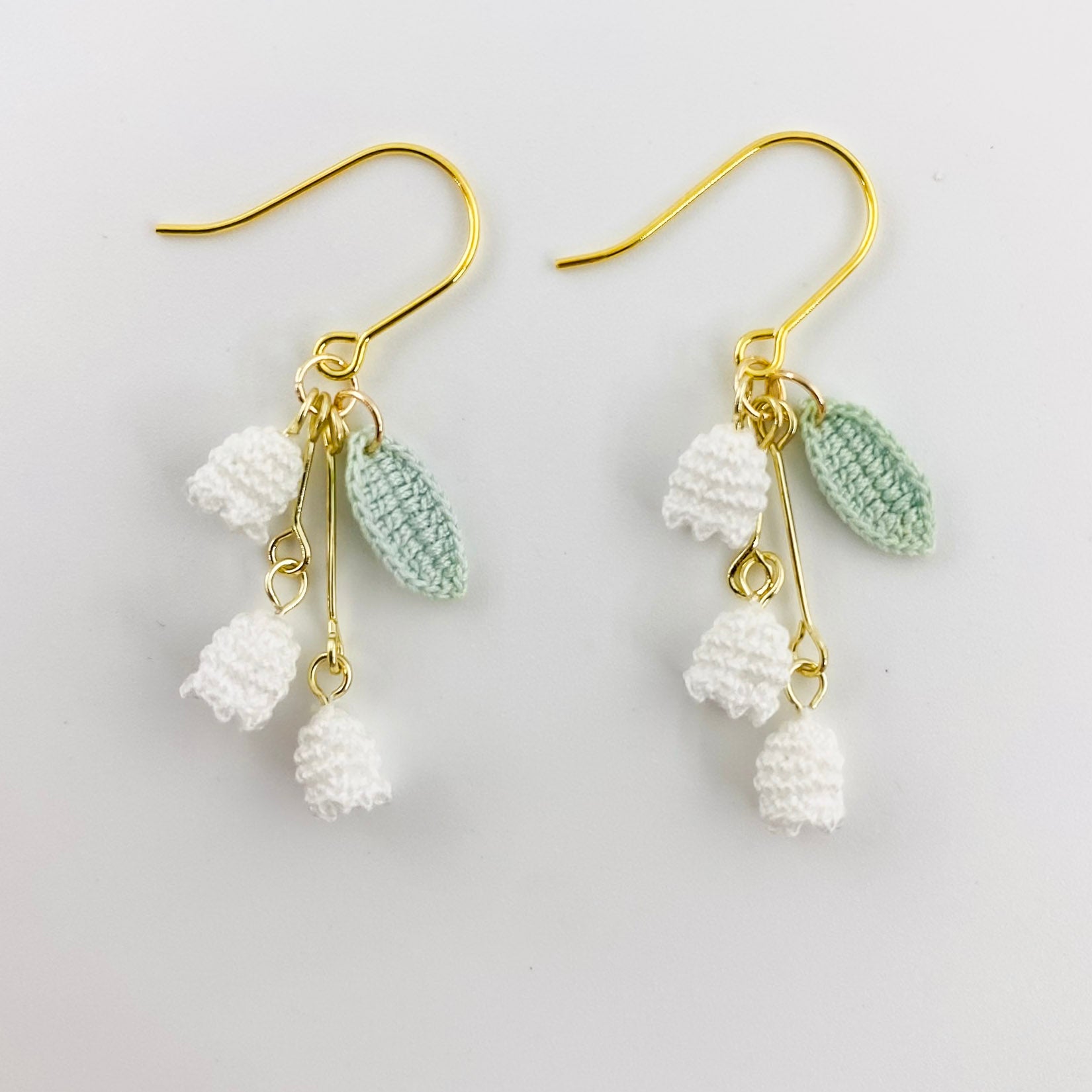 Micro Crochet Earrings | White Lily of the Valley
