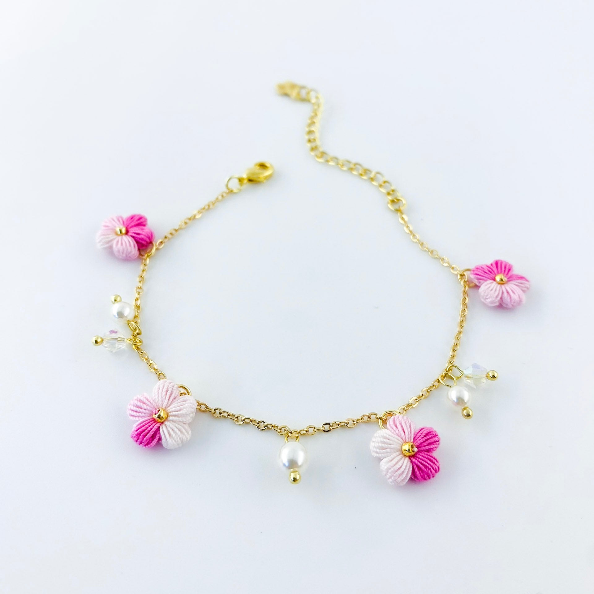 Micro Crochet Bracelet  |  Puff Flowers