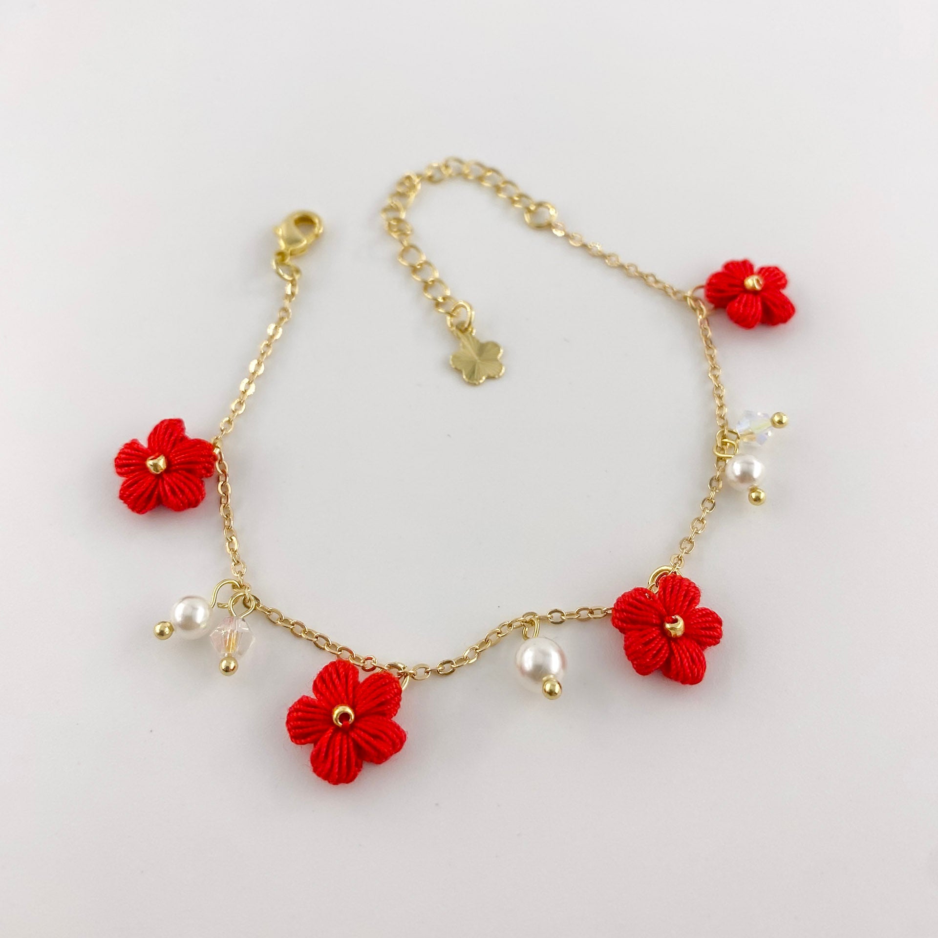 Micro Crochet Bracelet  |  Puff Flowers