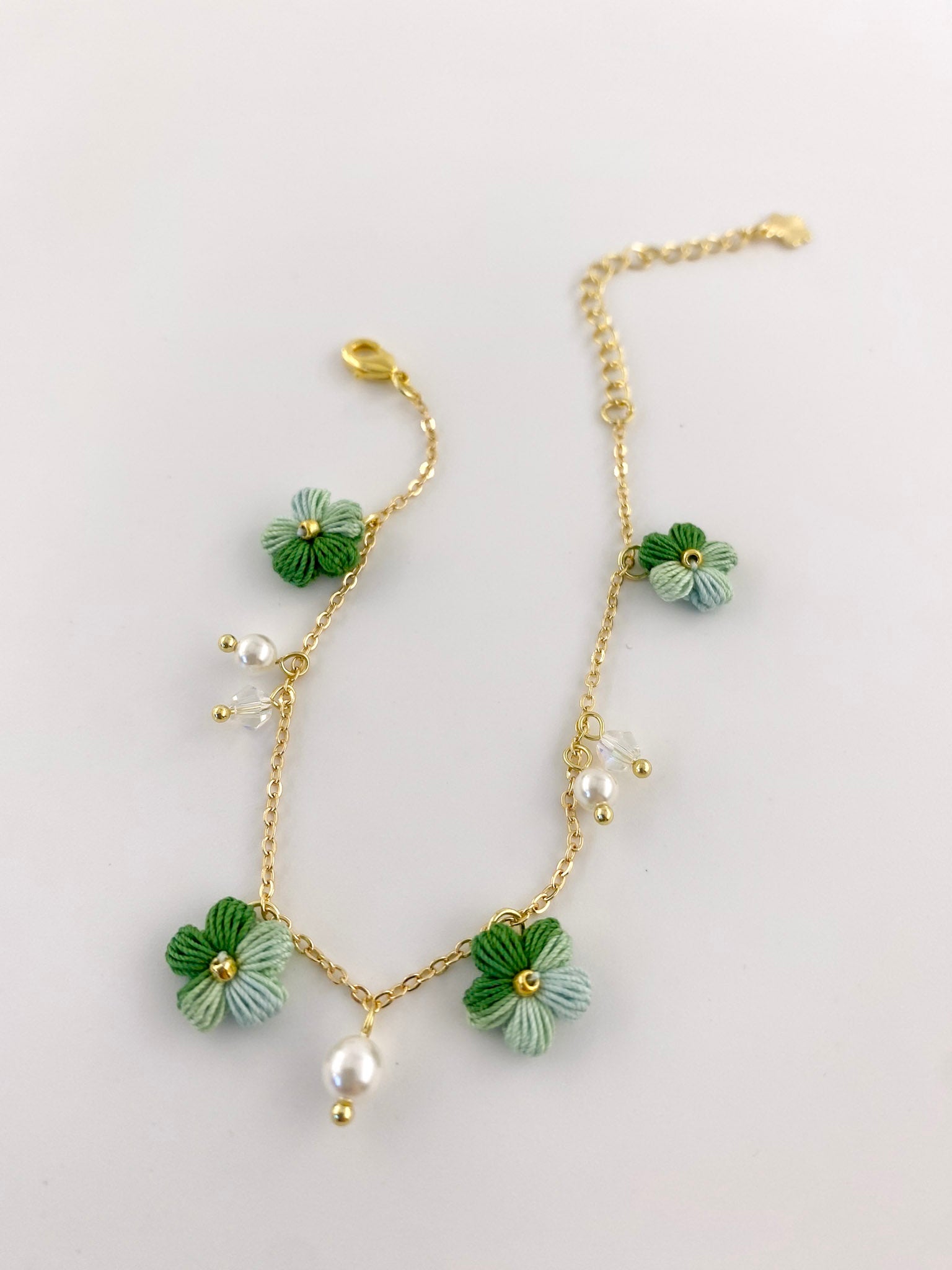 Micro Crochet Bracelet  |  Puff Flowers