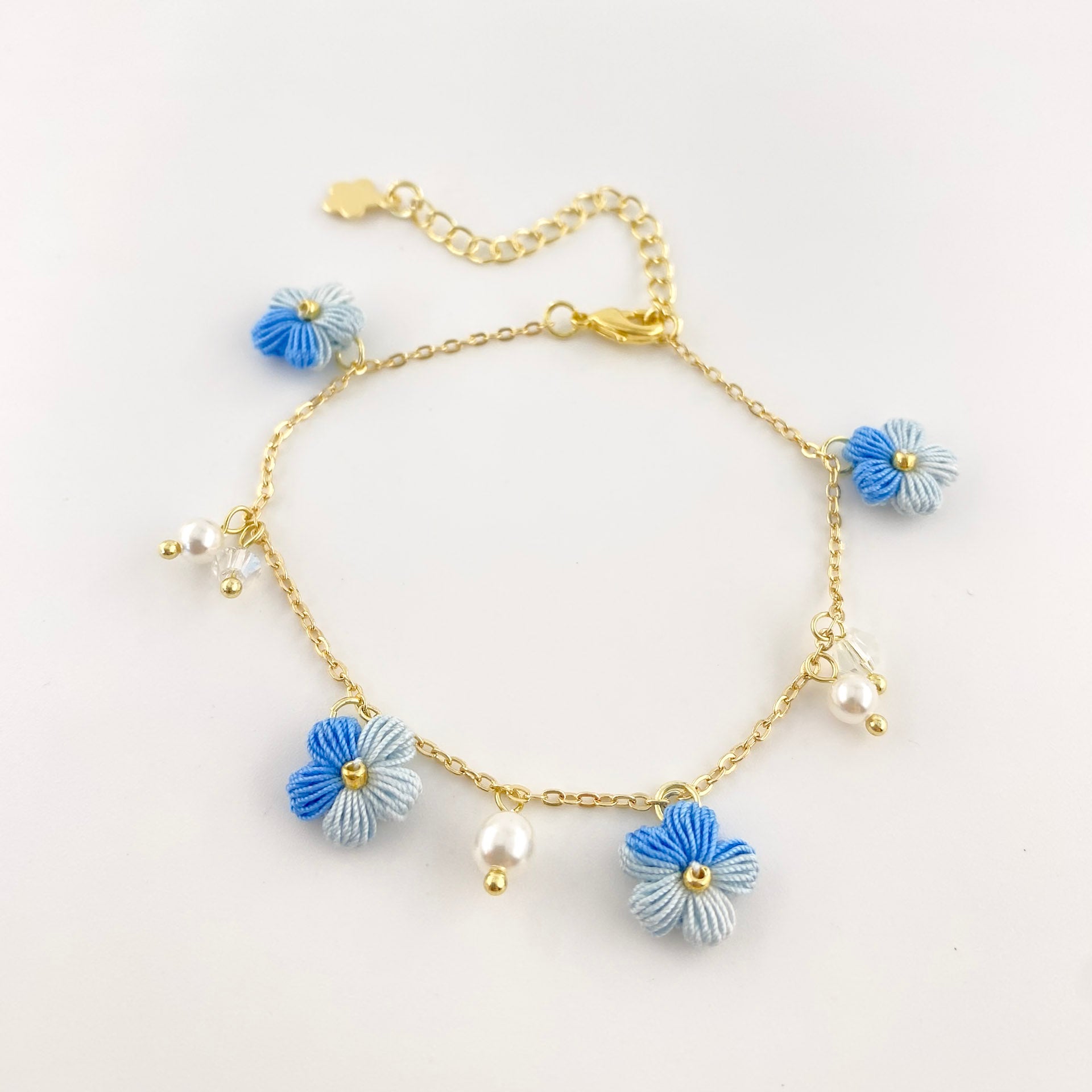 Micro Crochet Bracelet  |  Puff Flowers