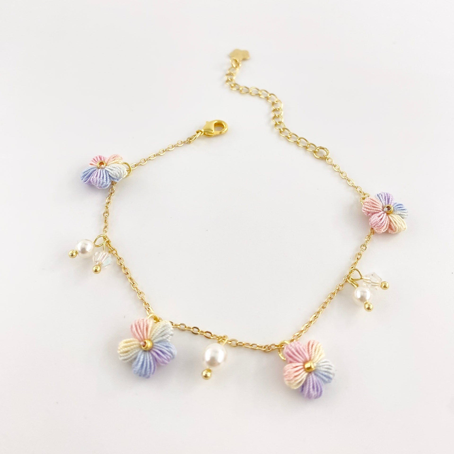 Micro Crochet Bracelet  |  Puff Flowers