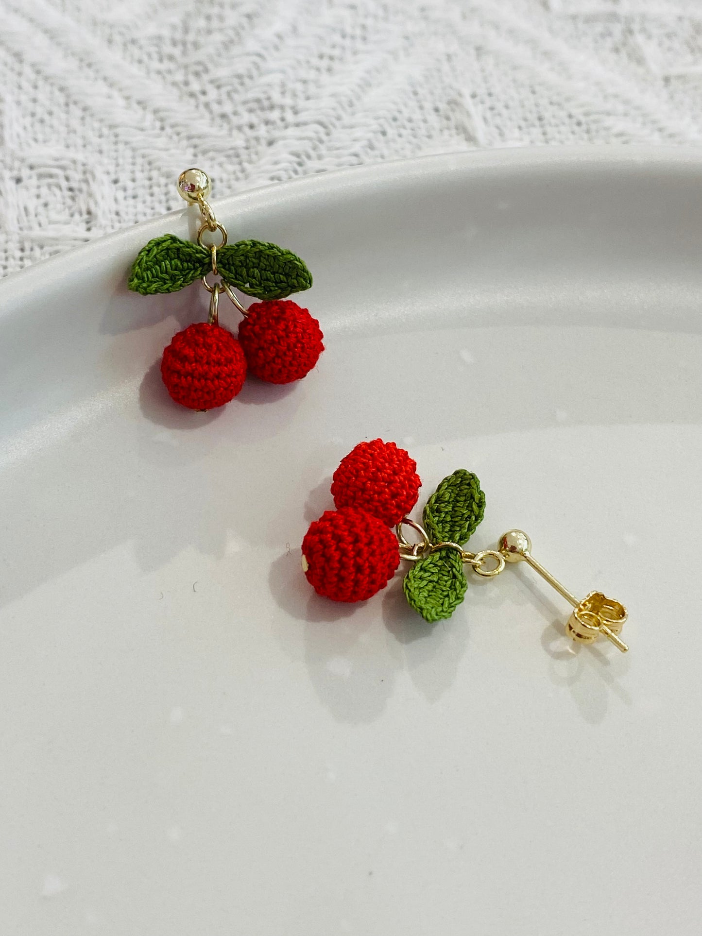 Micro Crochet Earring | Cherry