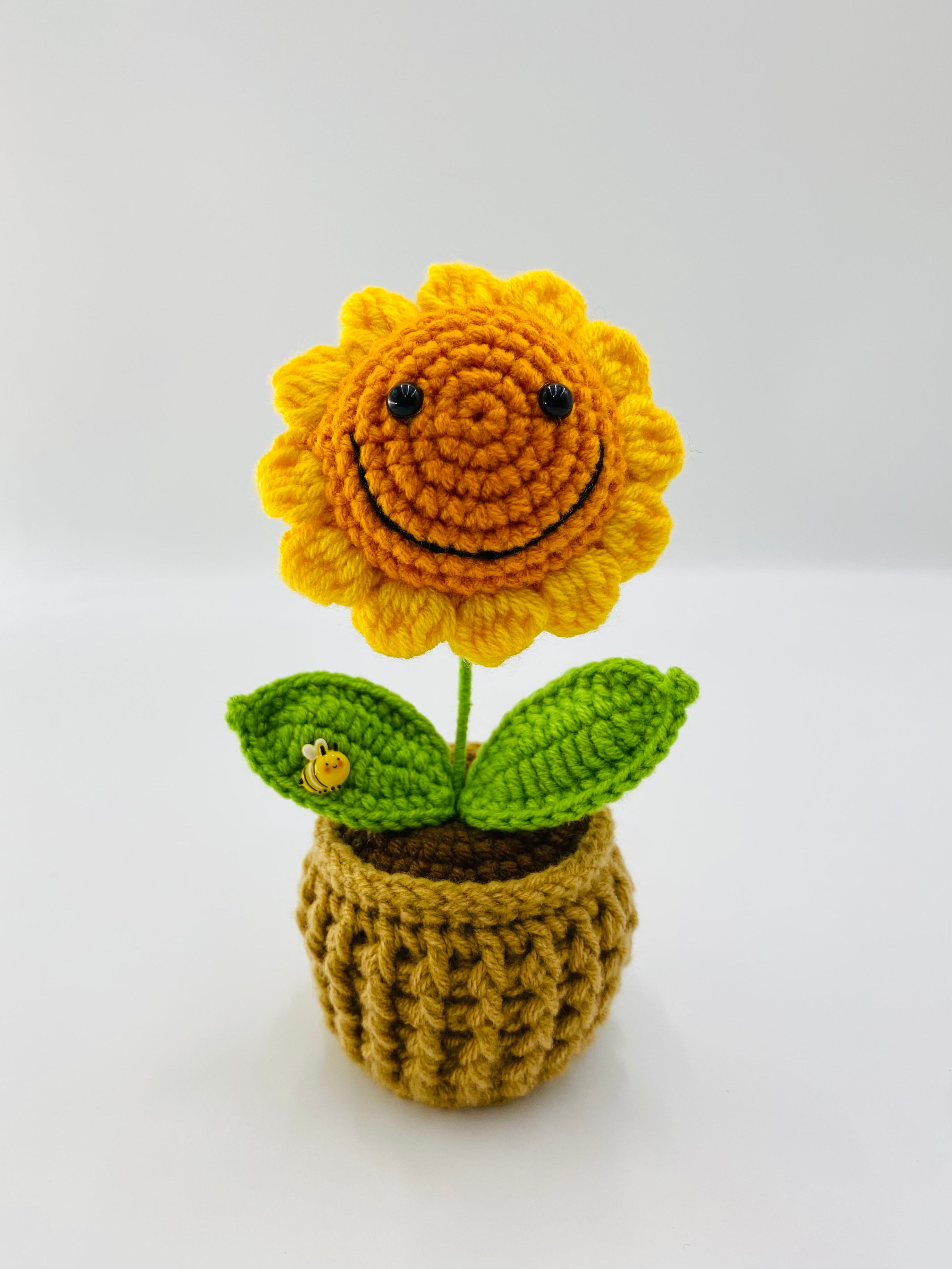 Crochet Pot Plant | Smiling Sunflower