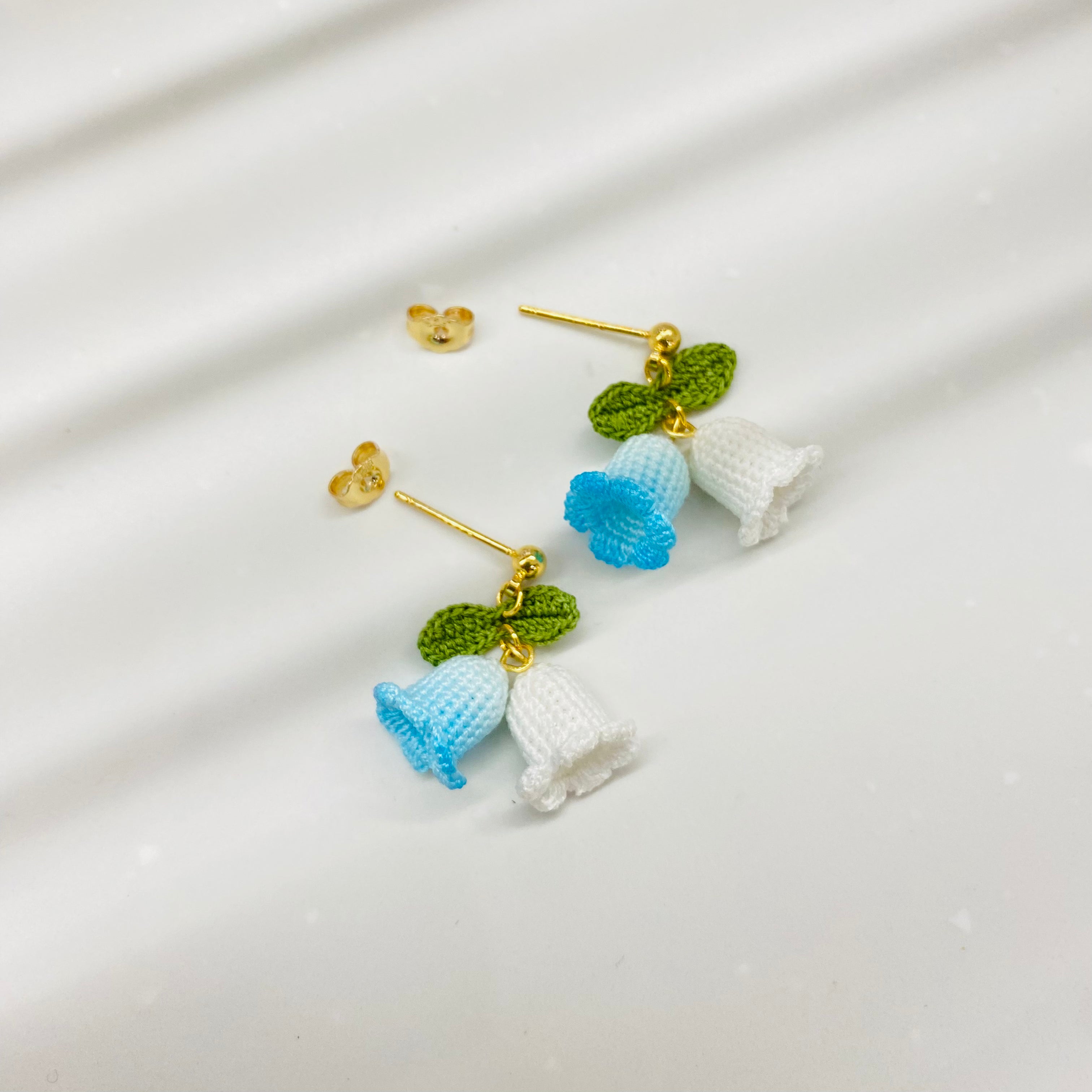 Micro Crochet Earrings |  Twin Lily of the Valley Stud Earrings
