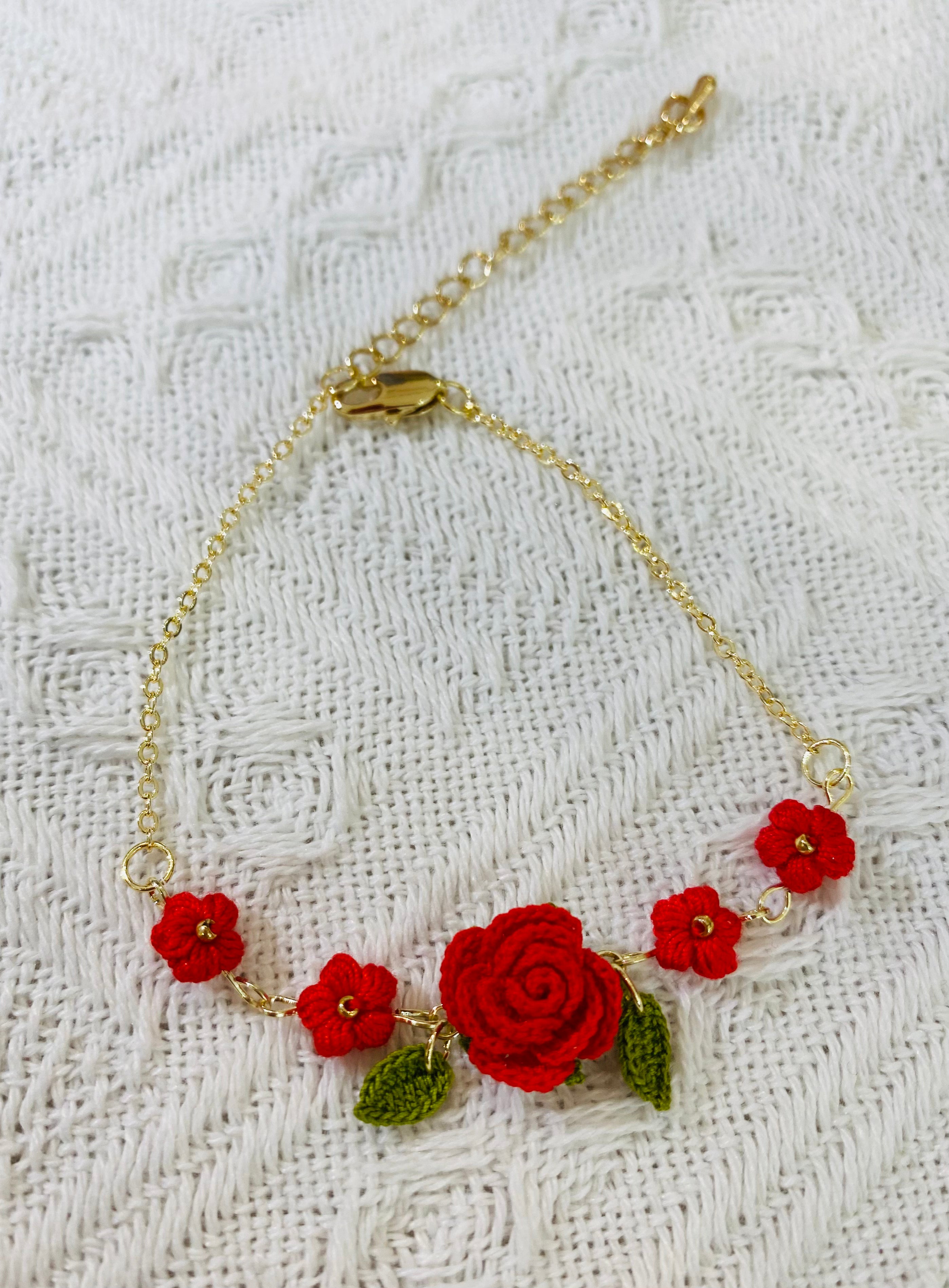 Micro Crochet Bracelets  |  Rose with Puff flowers