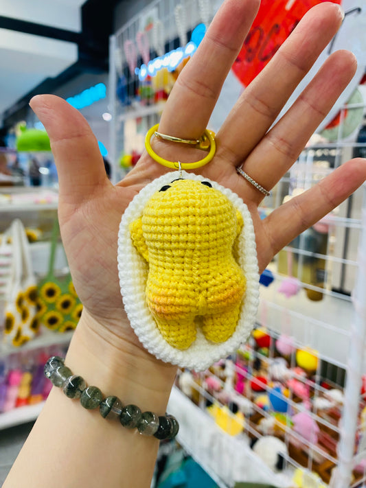 Crochet Lazy Egg Keychain | Handmade Cute Keyring | Australian Souvenir