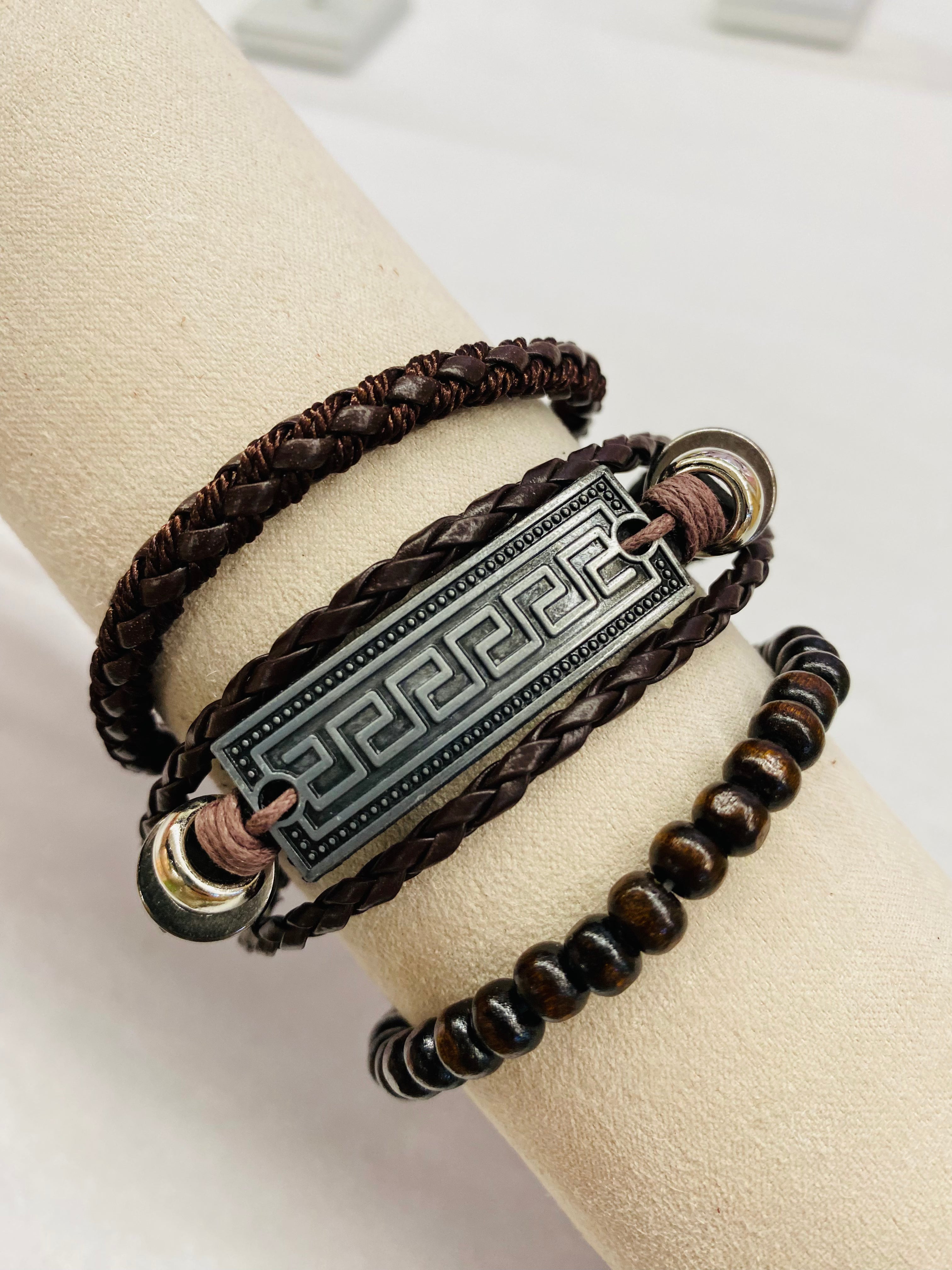 Leather Bracelet | Greek Meander