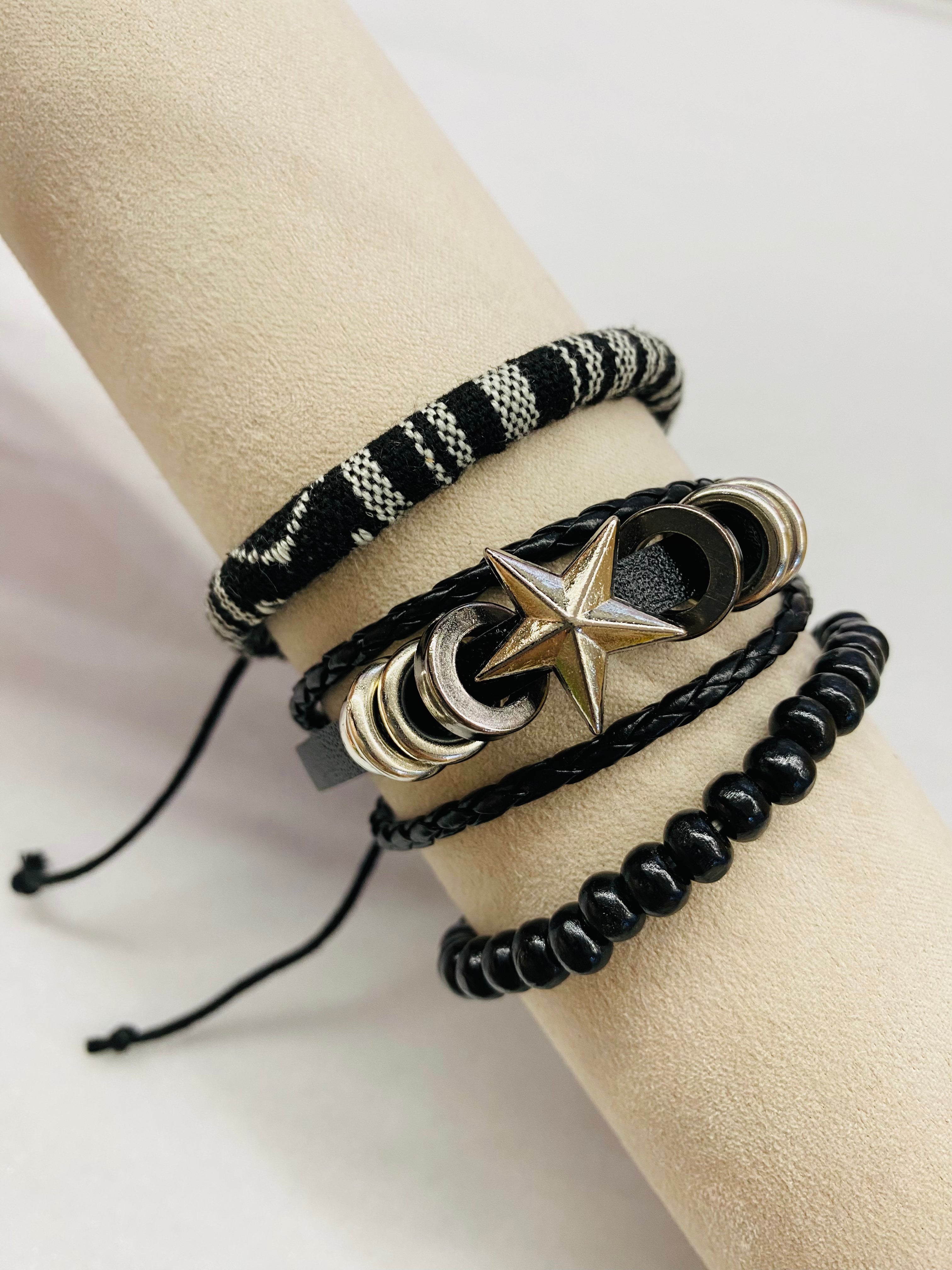 Leather Bracelet |  Star All Black