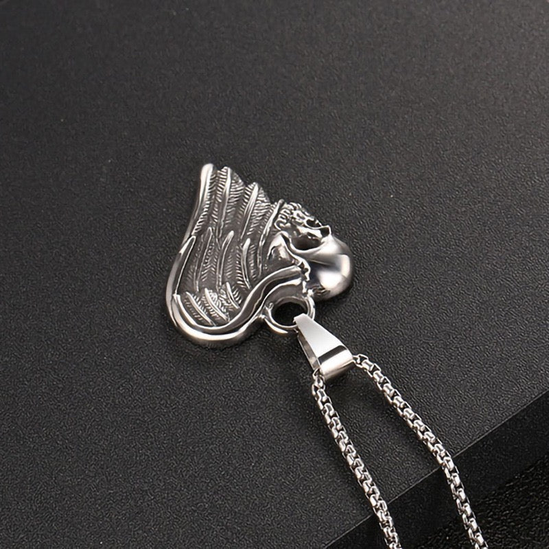 Stainless Steel Skull Feather Love heart Necklace