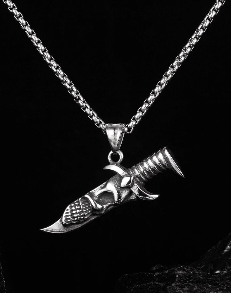 Stainless Steel Skull Knife Necklace