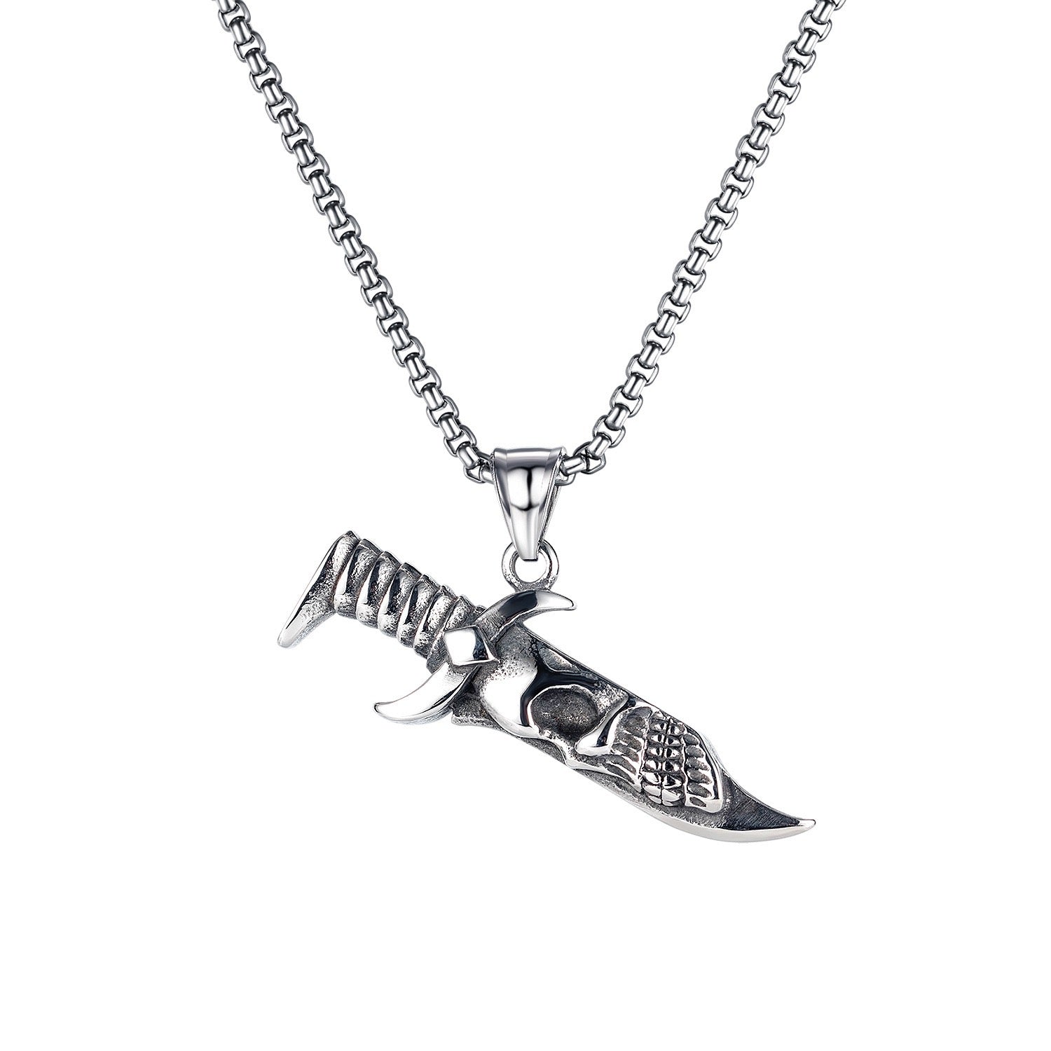 Stainless Steel Skull Knife Necklace