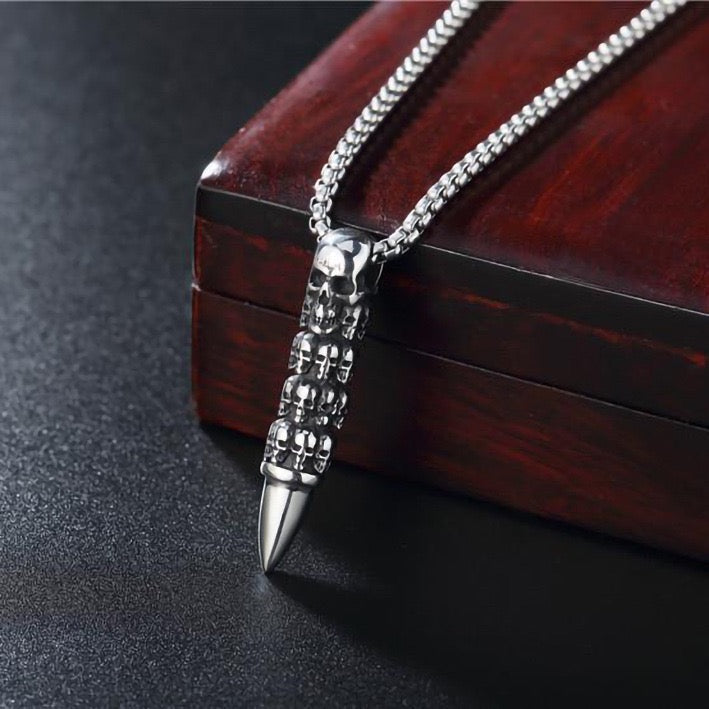 Stainless Steel Skull Knife Necklace