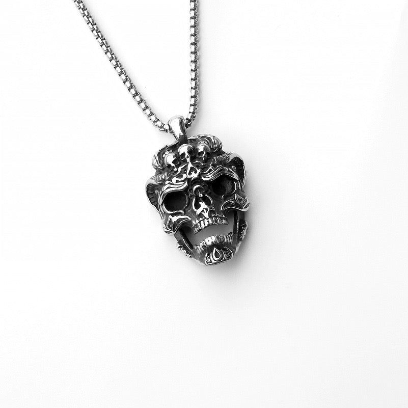 Stainless Steel Hollow Skull Head Necklace
